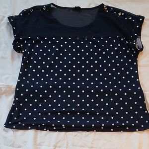 Mine Navy and White Polka Dot Blouse